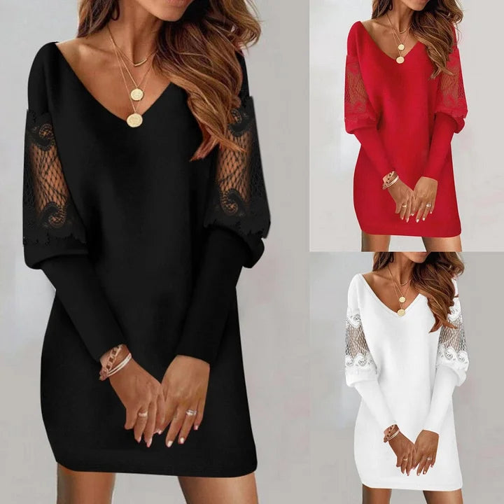 Amara™ - Elegant Lace Sleeve Dress