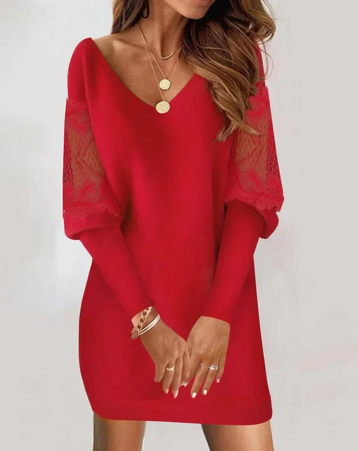 Amara™ - Elegant Lace Sleeve Dress