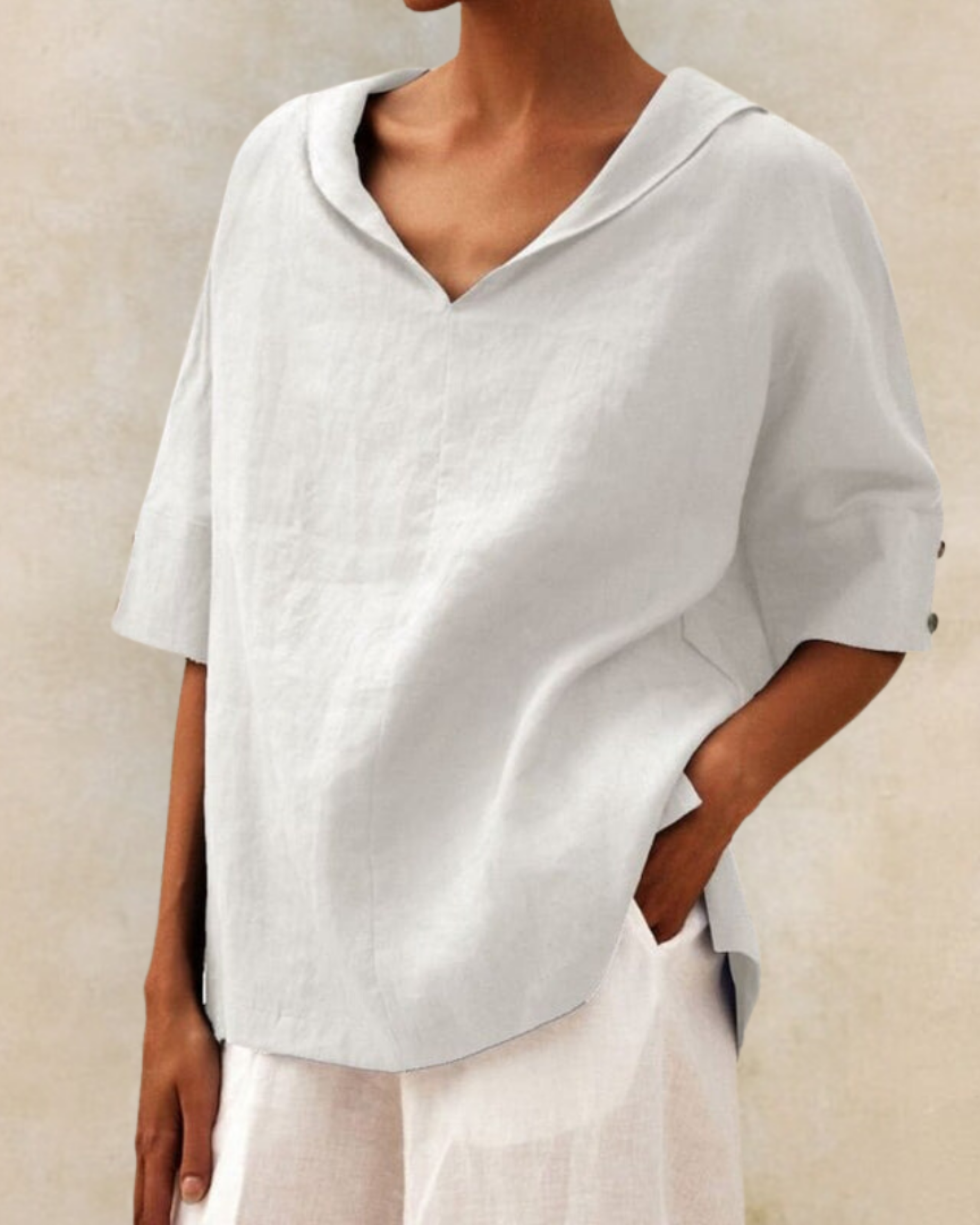 DANALA - Women's V-Neck Casual Linen Shirt