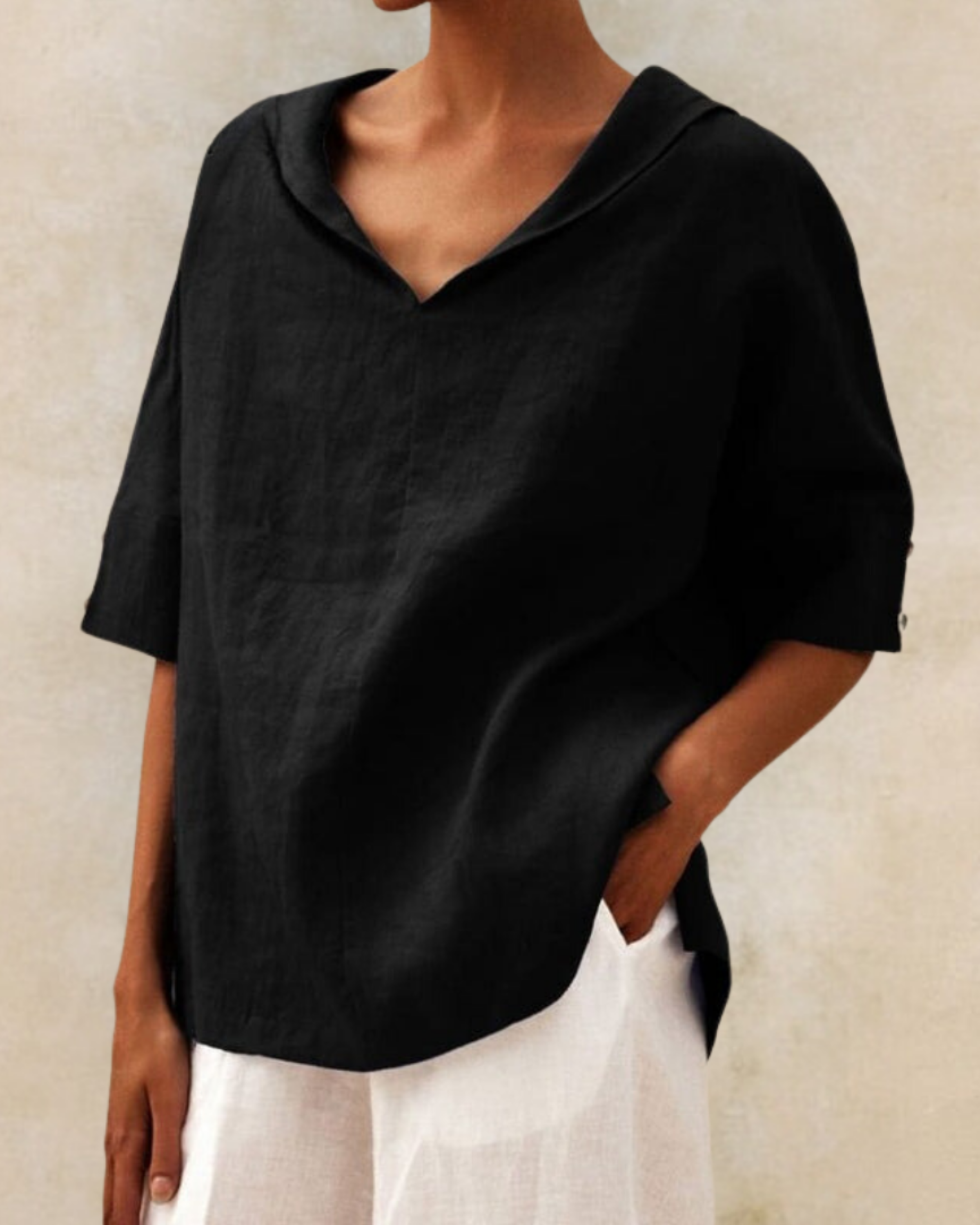 DANALA - Women's V-Neck Casual Linen Shirt