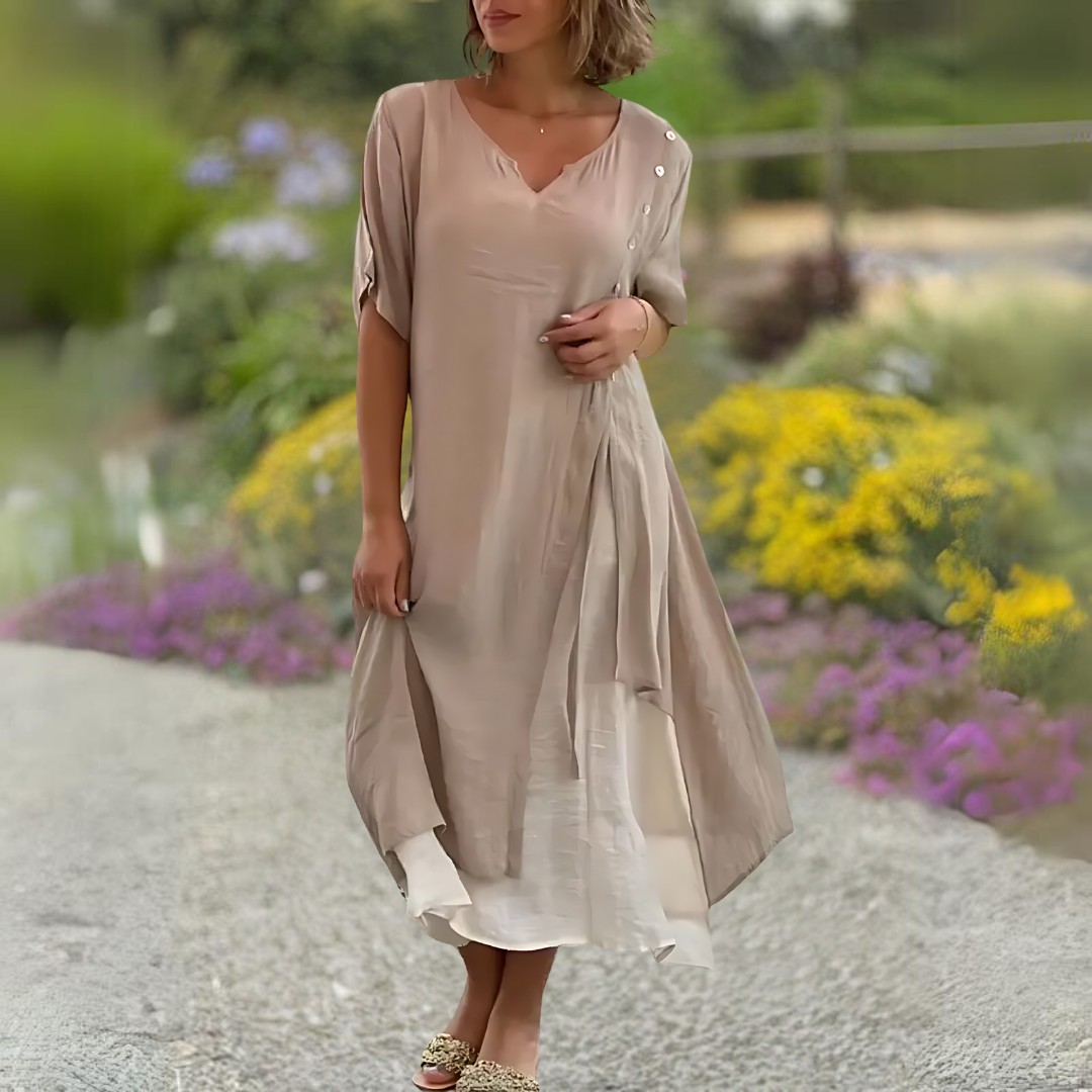 Comfortable summer dress with V-neck