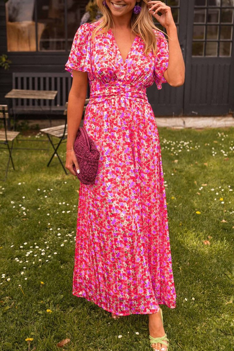 Cute floral dress with V-neck