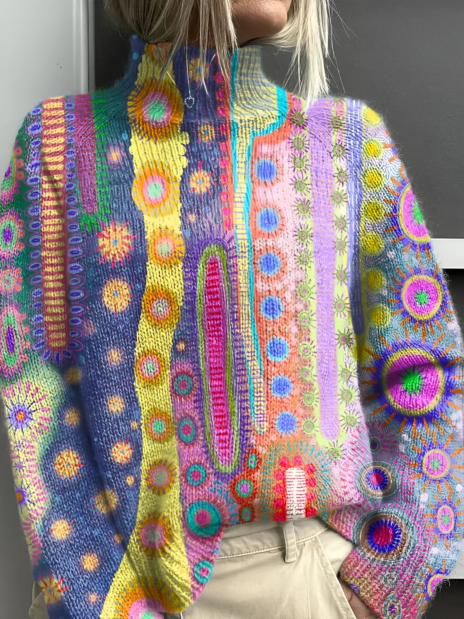 Daphne - Colorful Knitted Turtleneck Sweater